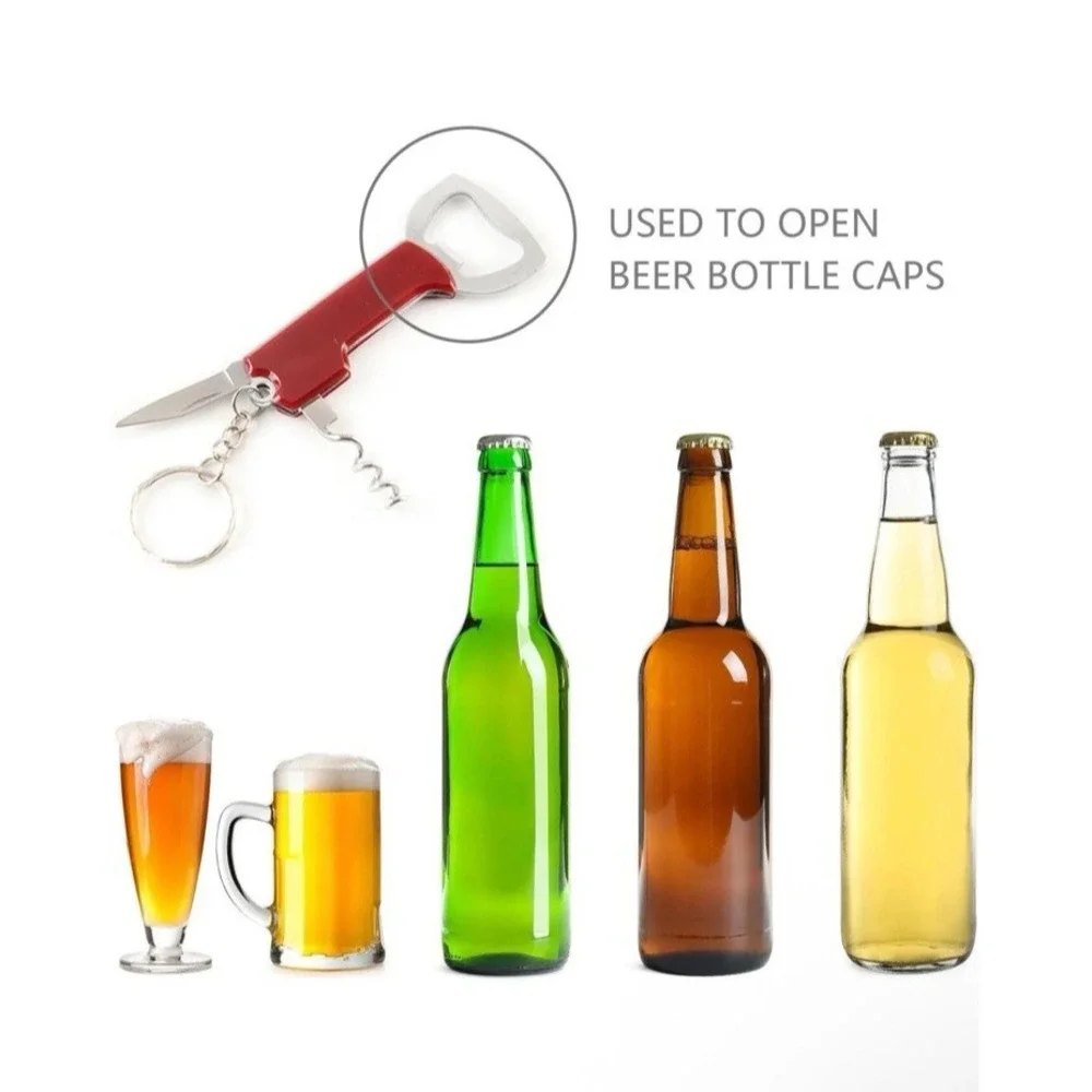 5 Pcs Foldable 3-in-1 Utility Key Chain Knife Bottle Opener for‎ Bottles & Wine